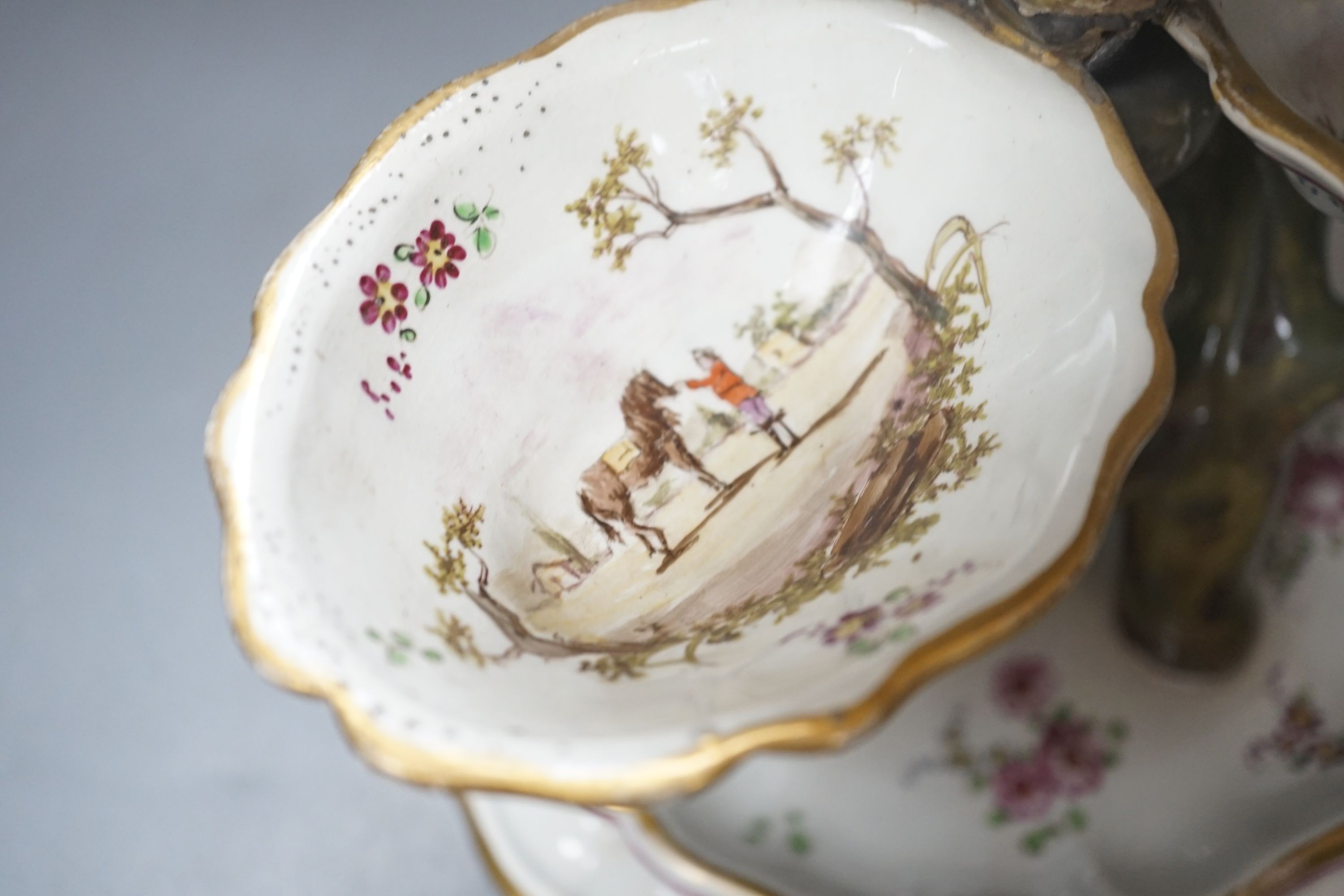 A 19th century Stebner faience four branch epergne, 21 cms high.